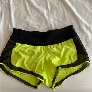 Neon yellow lululemon shorts